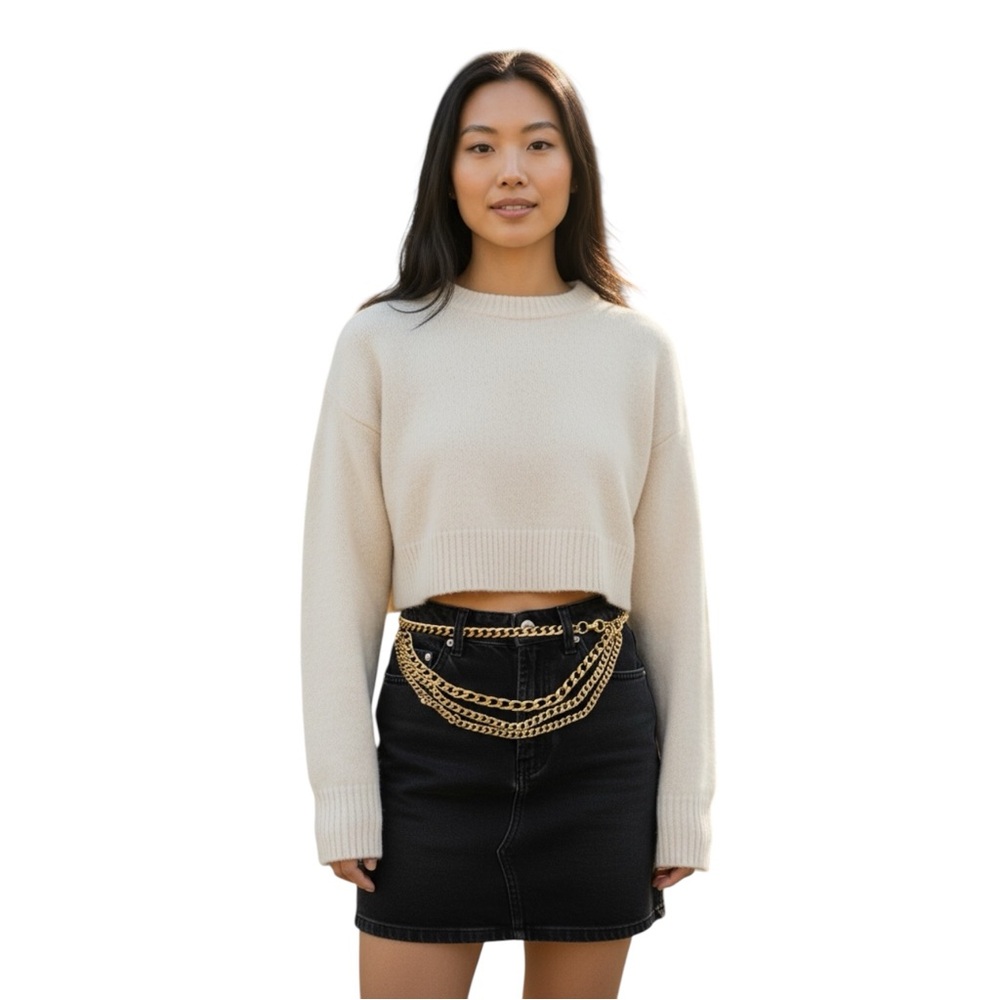 Gold Plated 3 Tiered Chain Belt 34”